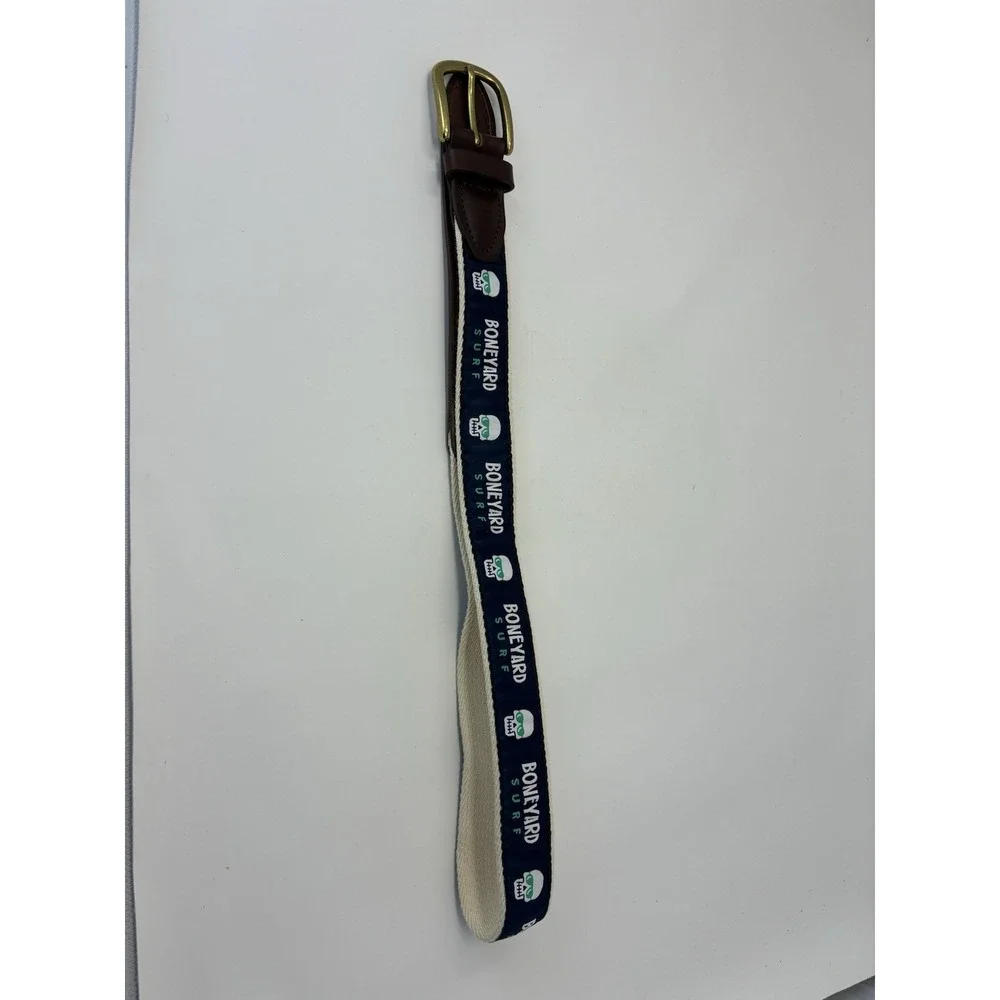 YRI Boneyard Surf Belt Men's 32 Inches Martha's Vineyard Ribbon Leather USA